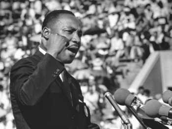 Martin Luther King Jr. given a speech to a large crowd