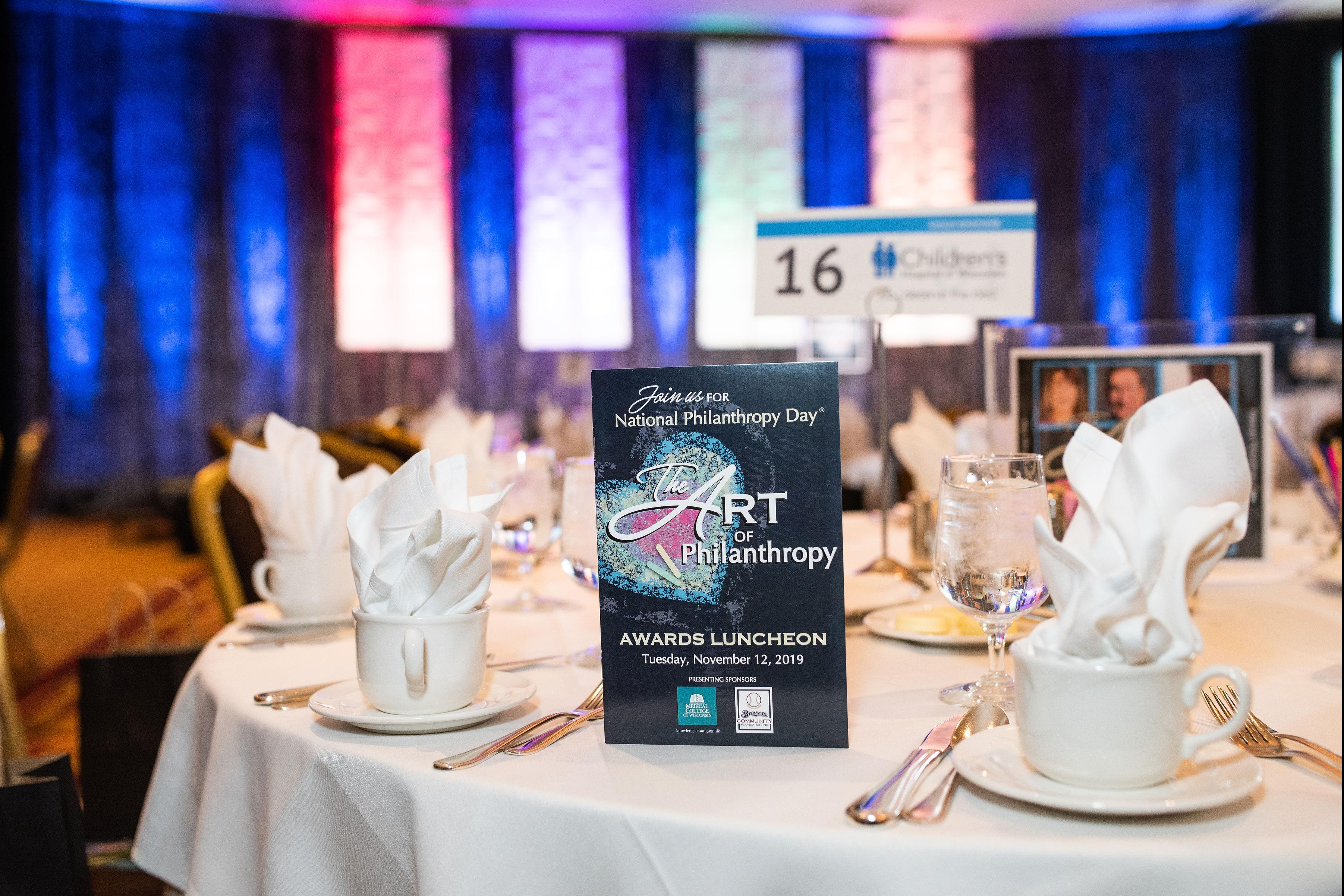 2019 National Philanthropy Day program and table setting
