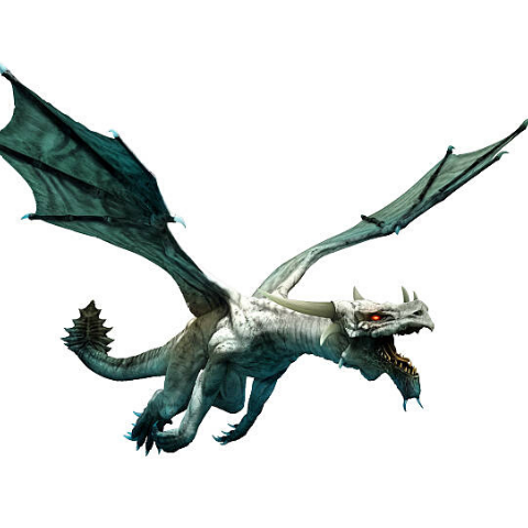 Image of a flying white dragon