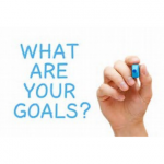"what are your goals" written in blue marker with hand next to words holding the marker