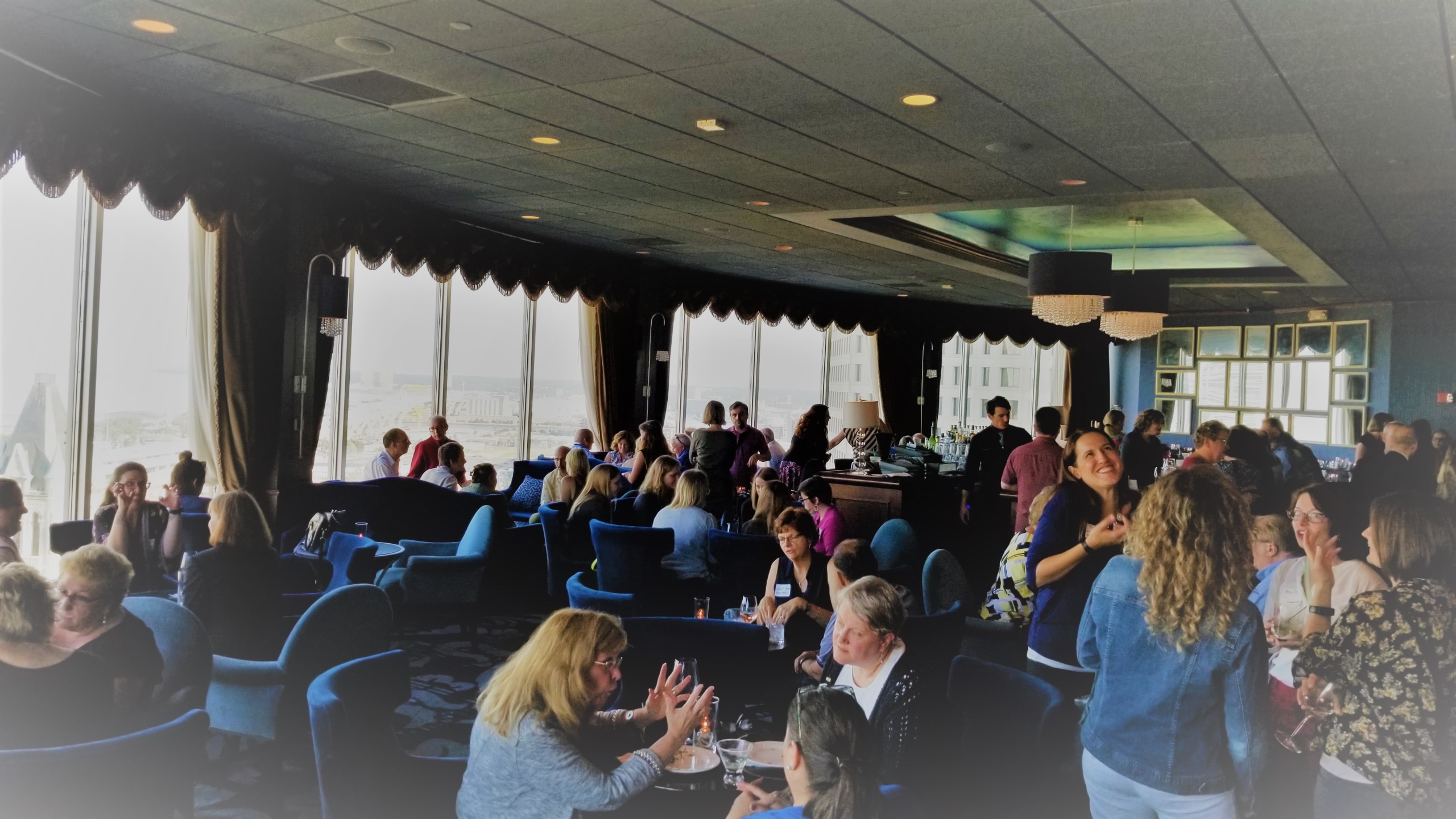 photo of entire Blu bar showing guests mingling