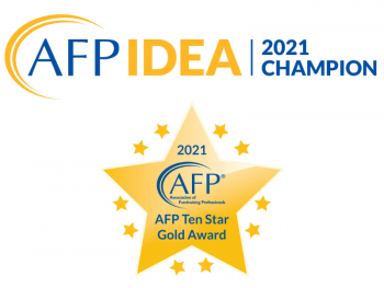 2021 "AFP IDEA Champion" and "AFP Ten Star Gold" Award logos