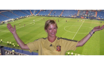 Erin in Santiago Bernabéu Stadium, Madrid Spain, after the match