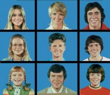 Iconic image of Brady Bunch television sitcom showing family members in a grid