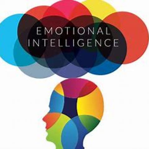 colorful graphic design image of head with ten colored circle overlapping above it with "Emotional Intelligence" typed in the middle