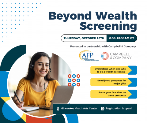 Beyond Wealth Screening flyer with event details: date, location, and sponsor