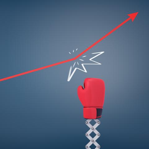 Boxing glove hitting data chart line