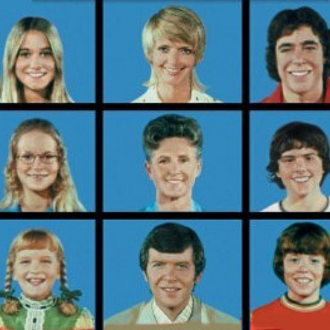 Iconic image of Brady Bunch television sitcom showing family members in a grid