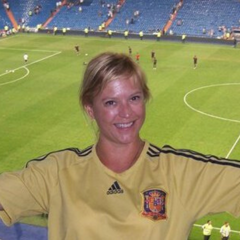 Erin in Santiago Bernabéu Stadium, Madrid after the match