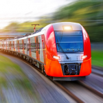 image of fast moving modern train