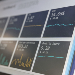 Computer screen with images of charts and numbers