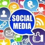 "Social Media" surrounded by social media web icons