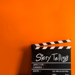 "Story telling" written on movie scene count board